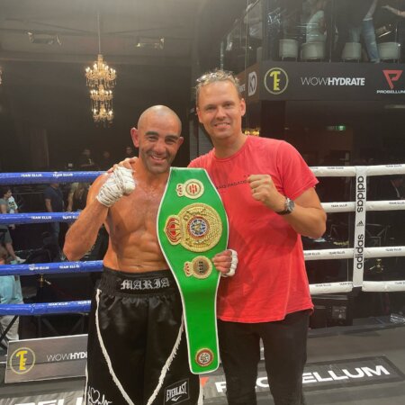 Boxer Sam Soliman and Muscle Freedom owner Sam Noble